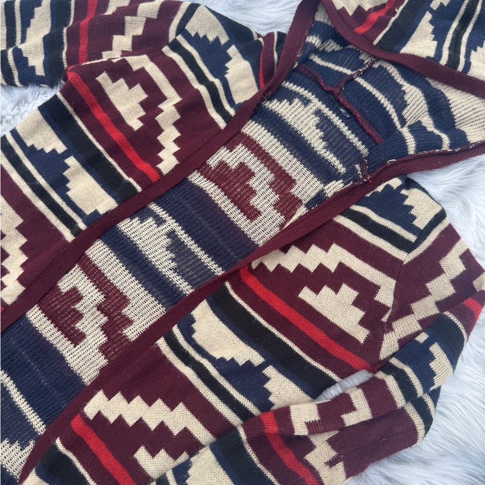 Tribal Pattern Hooded Cardigan